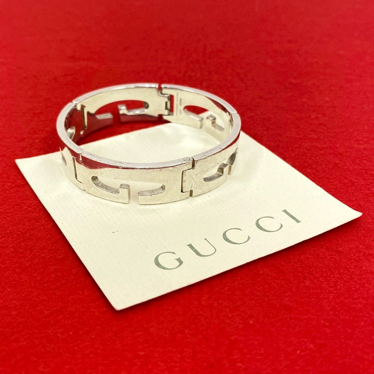 GUCCI グッチ G ロゴ カットアウト ブレスレット シルバー925 バングル アクセサリー レディース シルバー 65650