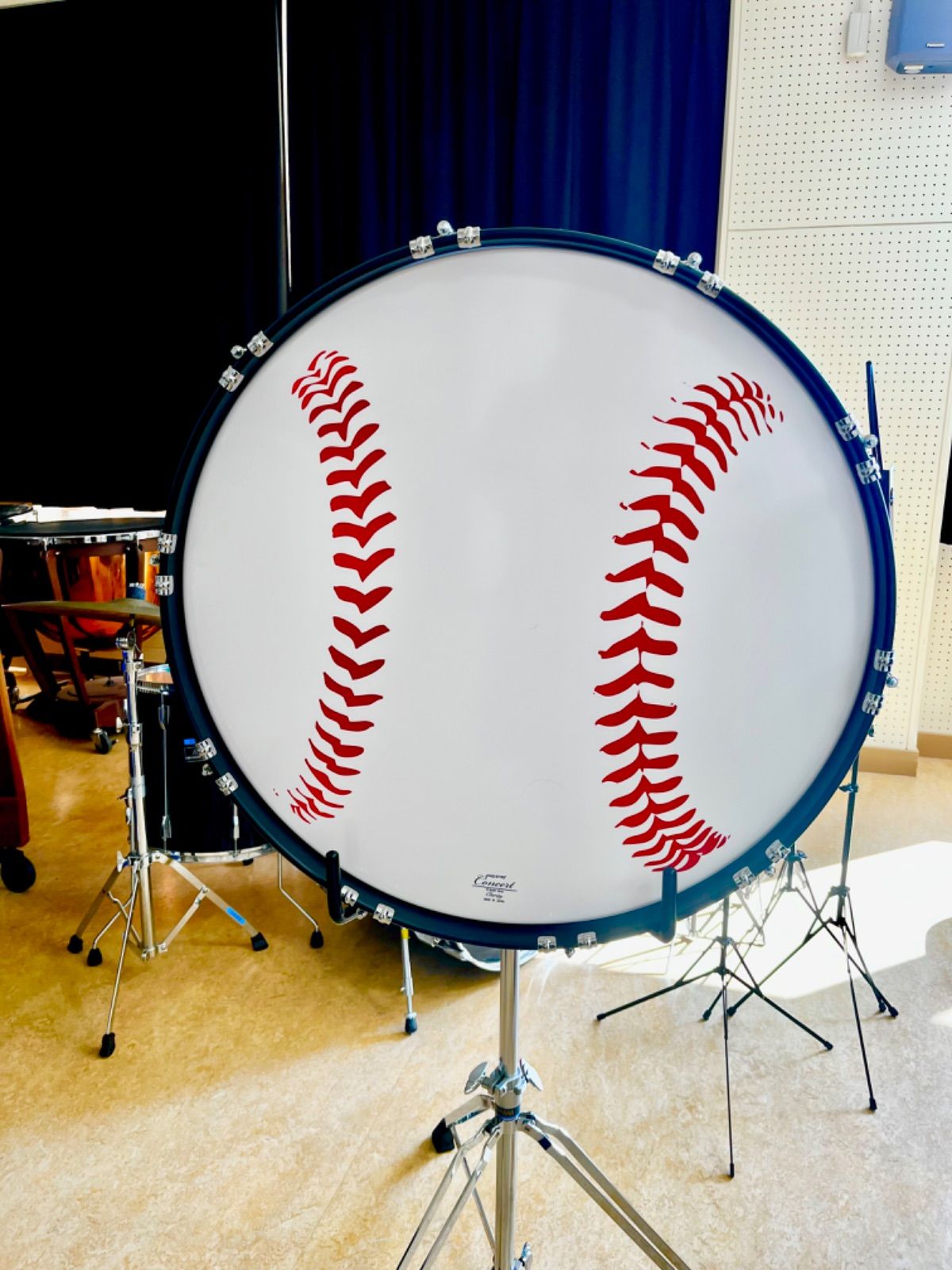 野球ボールプリント 応援 大太鼓 バスドラムヘッド 直径28インチ 71センチ