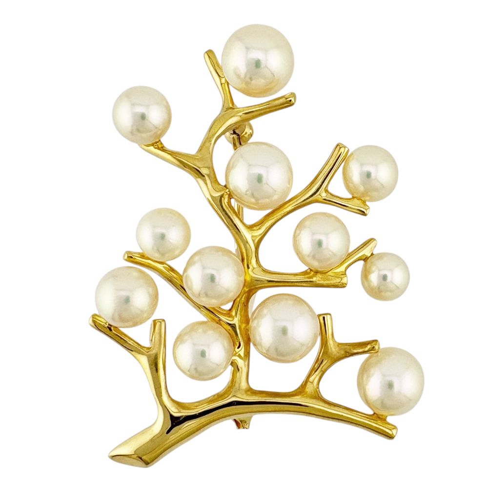 MIKIMOTO  ミキモト　K18イエローゴールド　アコヤパール3粒　ブローチ ミキモト ブローチ 18金 K18イエローゴールド アコヤパール