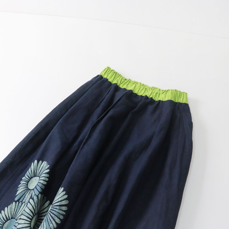 パラスパレス 〜8/15 お値下げ　インディゴ花柄巻きスカート パラスパレス トオカ pal'las palace 十日 美品 インディゴ染め