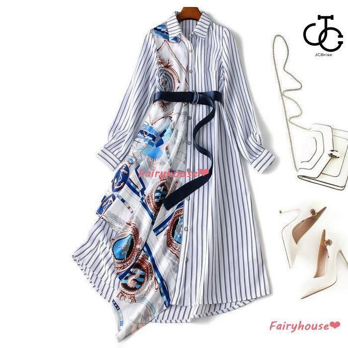 シャツワンピース レディース ファッション ワンピース 20代 30代 40代 50代 女性 秋 春 夏服 ストライプ コットンワンピース 長袖 シャツワンピ 516-203_s1.jpg