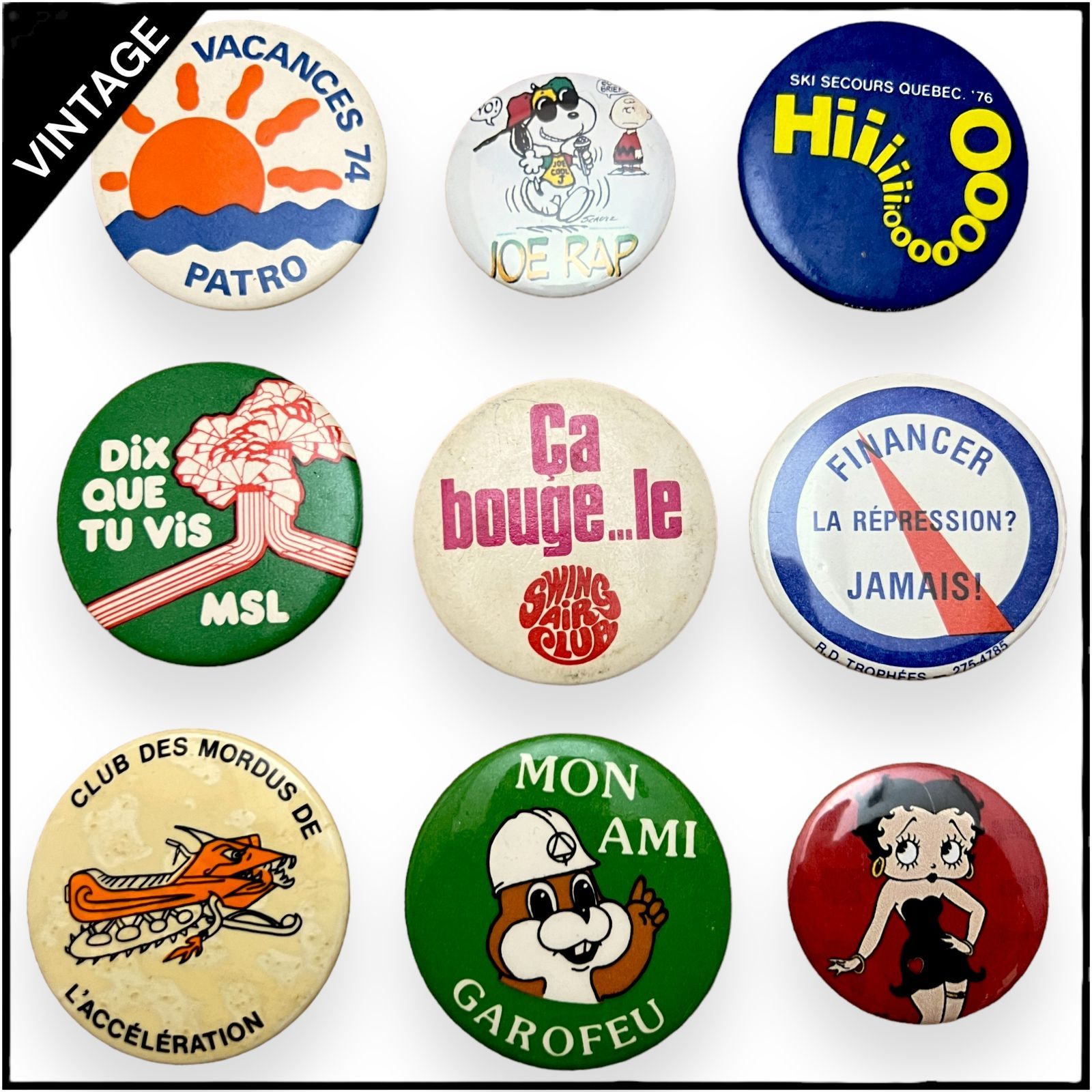 ビンテージ 缶バッジ スヌーピー ベティブープ アンティーク 50s ~ 60s  