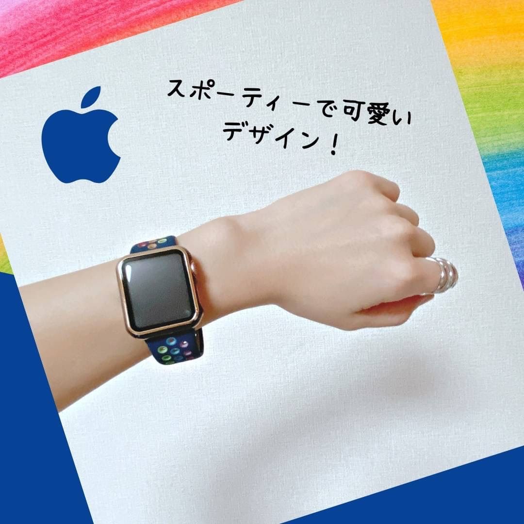 Apple Watch アップルウォッチ 人気 ラバーバンド スポーツ ネイビー