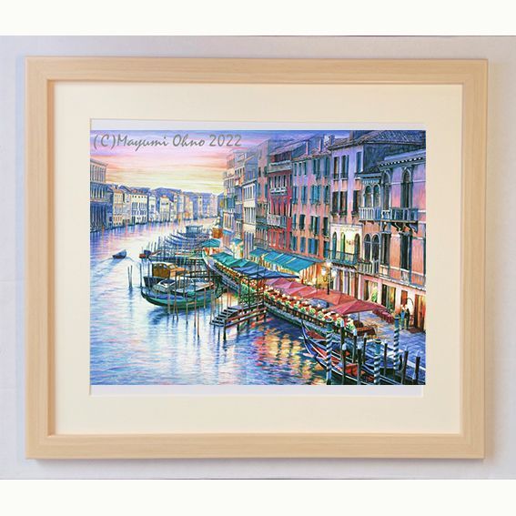 ヨーロッパ ベネチア　ベニス イタリア 版画 風景画 絵画　アクリル画 - メルカリShops