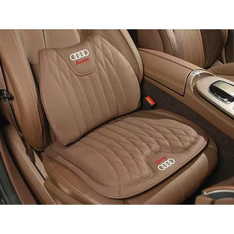◆アウディ AUDI◆ブラウン◆シートクッション 車用 シートカバー ナッパ レザー 腰当て 滑り止め 弾性 座布団1点 腰クッション1点 aace qt