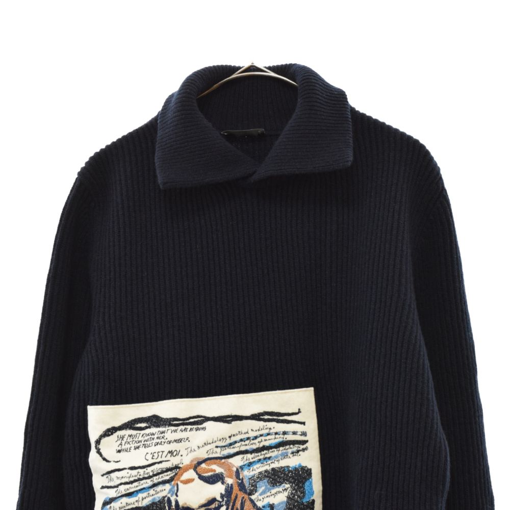 DIOR (ディオール) 19AW×Raymond Pettibon モナリザ刺繍タートルネックニットセーター レイモンド・ペティボーン  943M660AT042 ネイビー