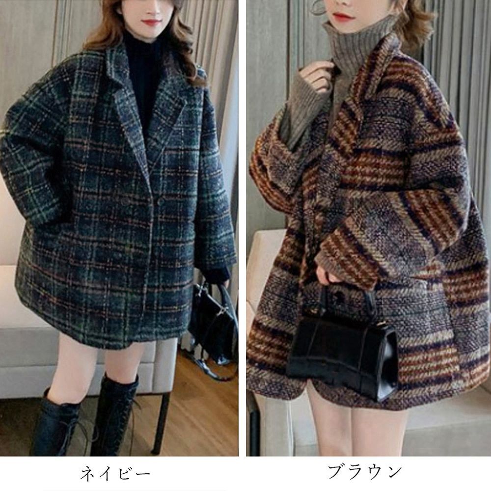 チェック柄 チェスターコート レディース 中綿ジャケットコート