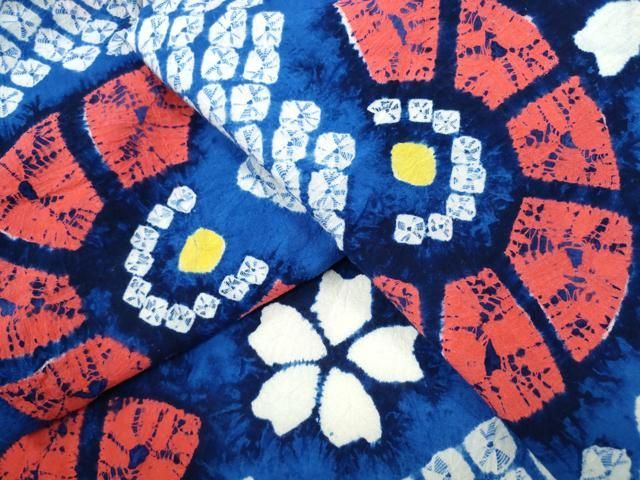 平和屋着物∴夏物 浴衣 有松鳴海絞り 舞花文 綿 CAAW1135ng