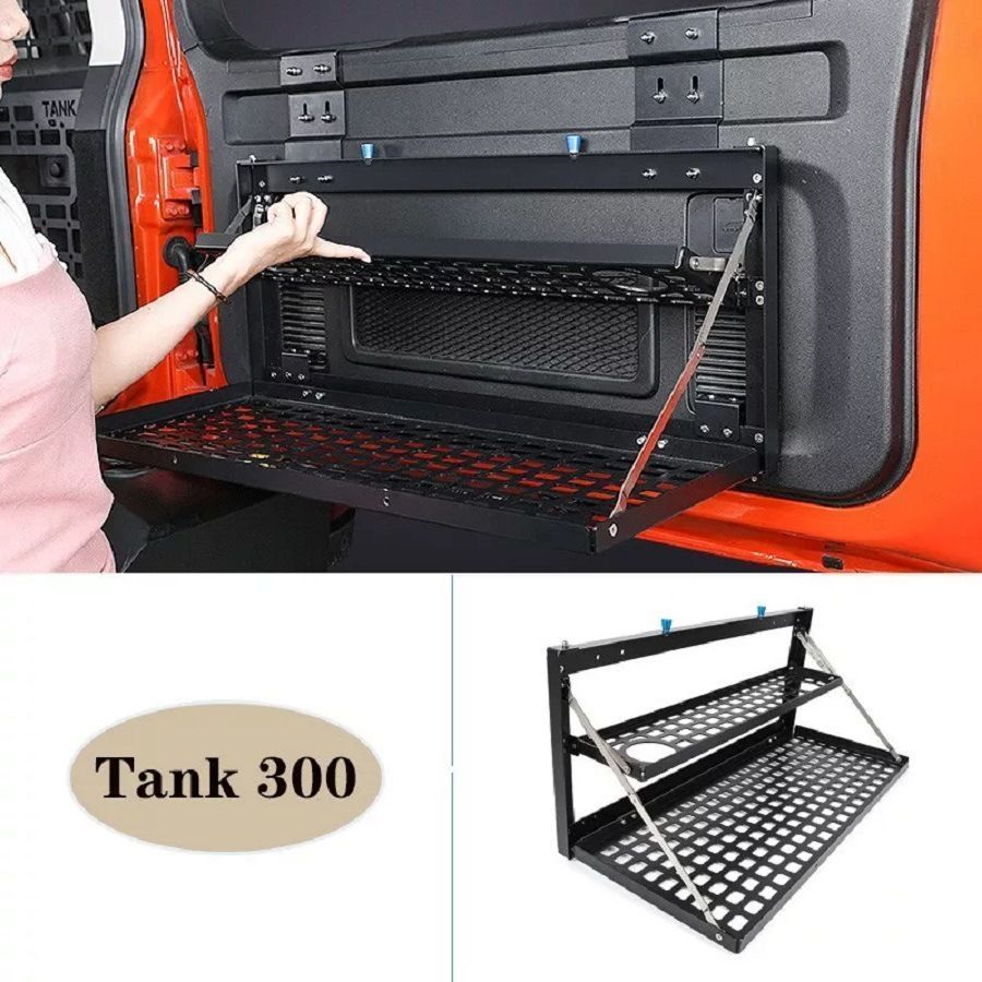 タンク300 2025-2025年対応 折りたたみ式リアゲート棚 2段式収納ラック カスタムパーツ