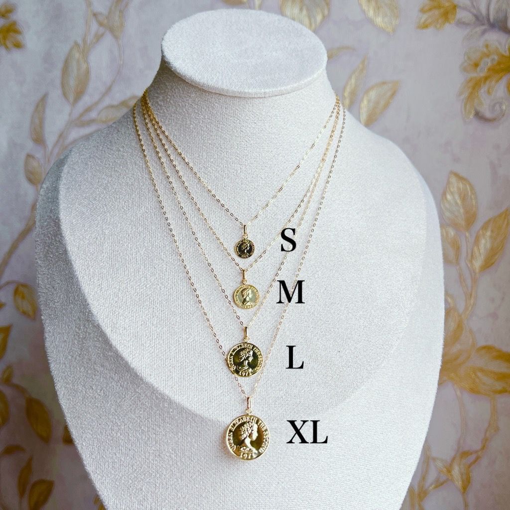 K18 18K コイン トップ ネックレス ゴールド エリザベス 刻印 新品 18K コイン トップ ネックレス K18 エリザベス コイントップ