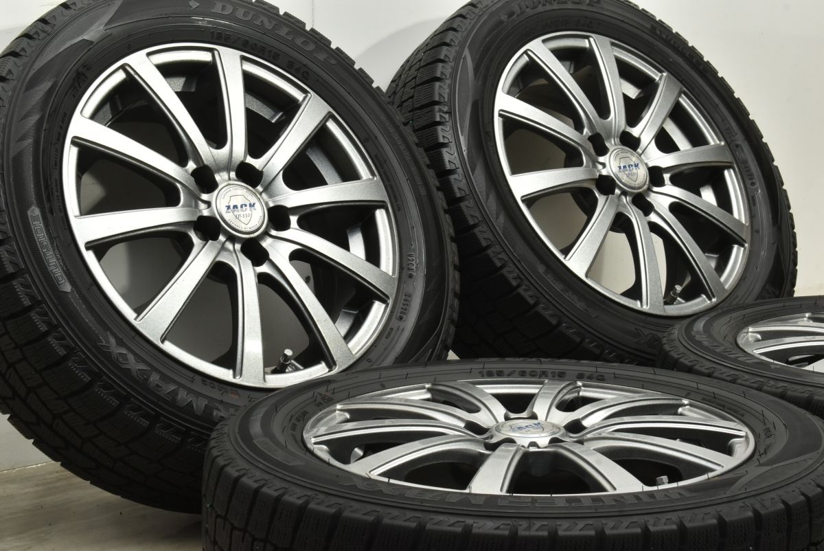 程度良好品 ZACK 15in 5.5J 39 PCD100 ダンロップ ウインターマックス WM02 185 60R15 170系 シエンタ用サイズ 冬タイヤ