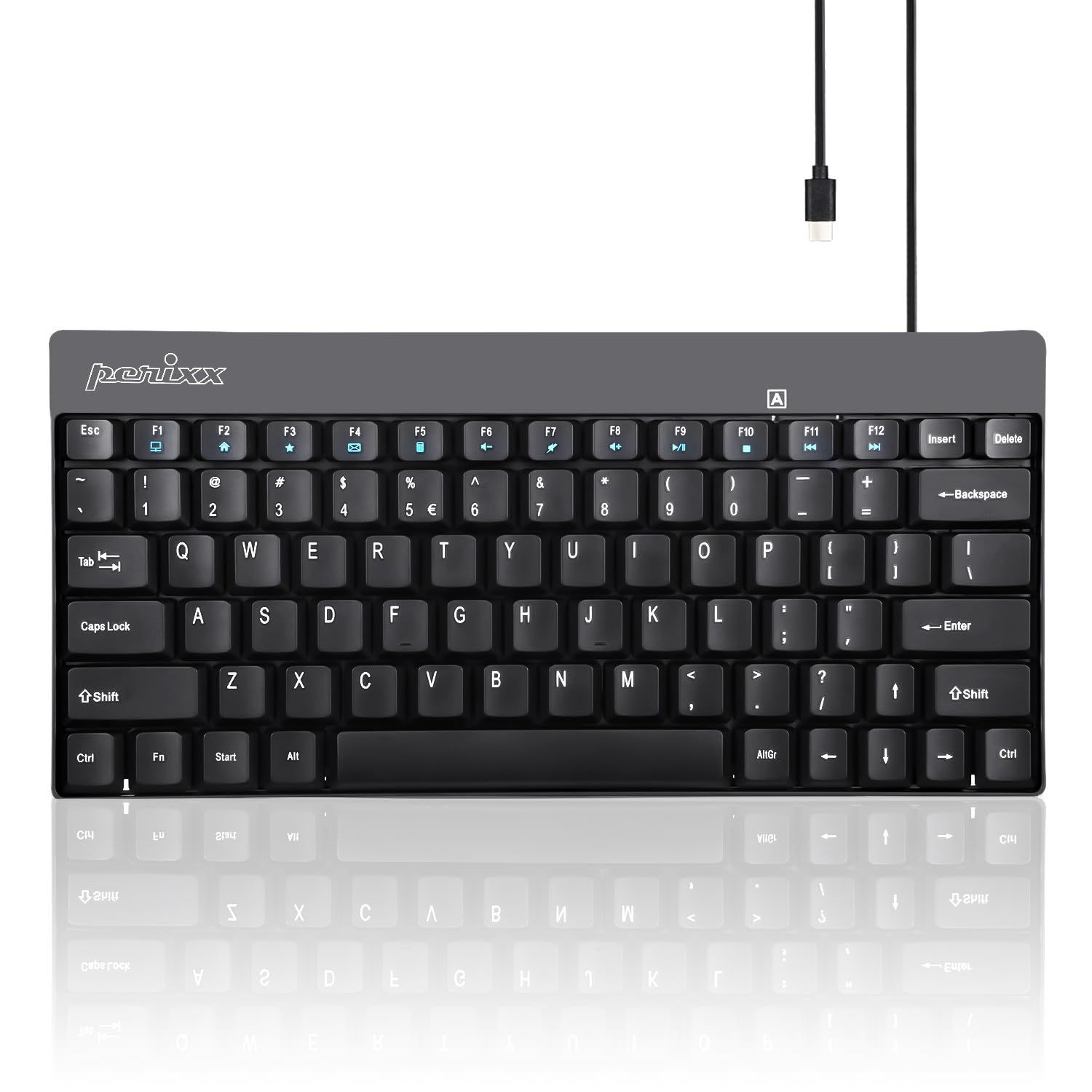 【特価商品】【正規品】 テンキーレス ブラック 接続 usb-c/type-c/typec (英語配列) ミニキーボード ケーブル c usb 有線 PERIBOARD-422 Perixx