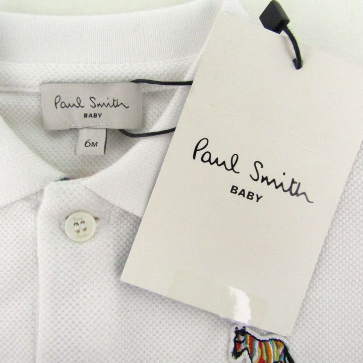 ポールスミス ポロシャツ 長袖 馬柄 コットン トップス フォーマル 未使用 ベビー 男の子用 6Mサイズ ホワイト Paul Smith 【中古】