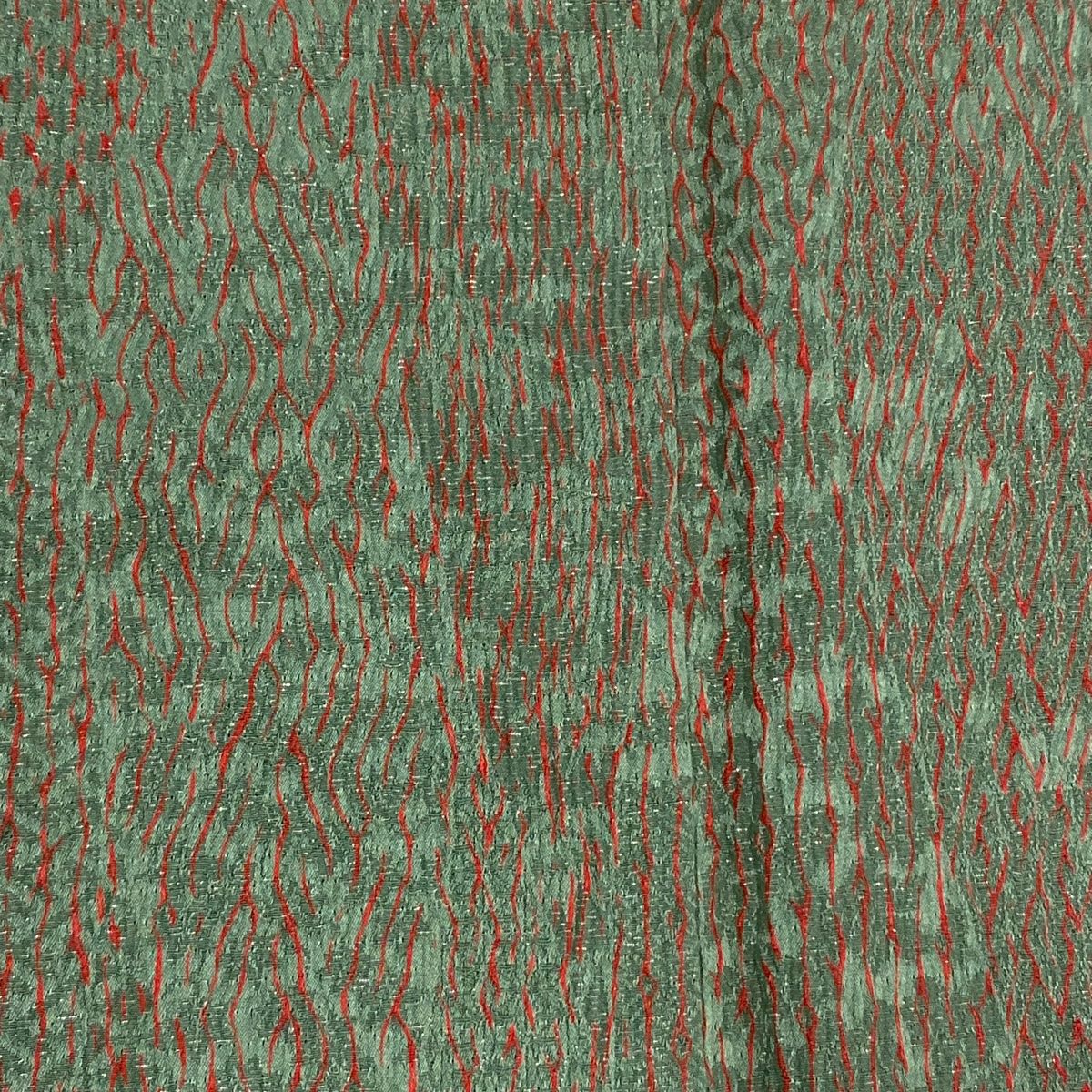 機能的な 小紋 身丈161cm 裄丈65cm M 袷 地紋 銀通し 絞り 灰緑 正絹 秀品 一つ紋 歓喜の