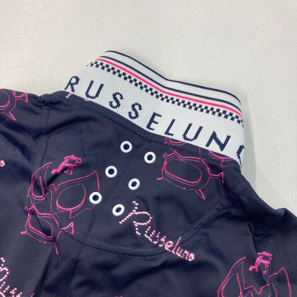 サイズ：5 RUSSELUNO ラッセルノ 半袖ポロシャツ ルチャ 総柄 ネイビー