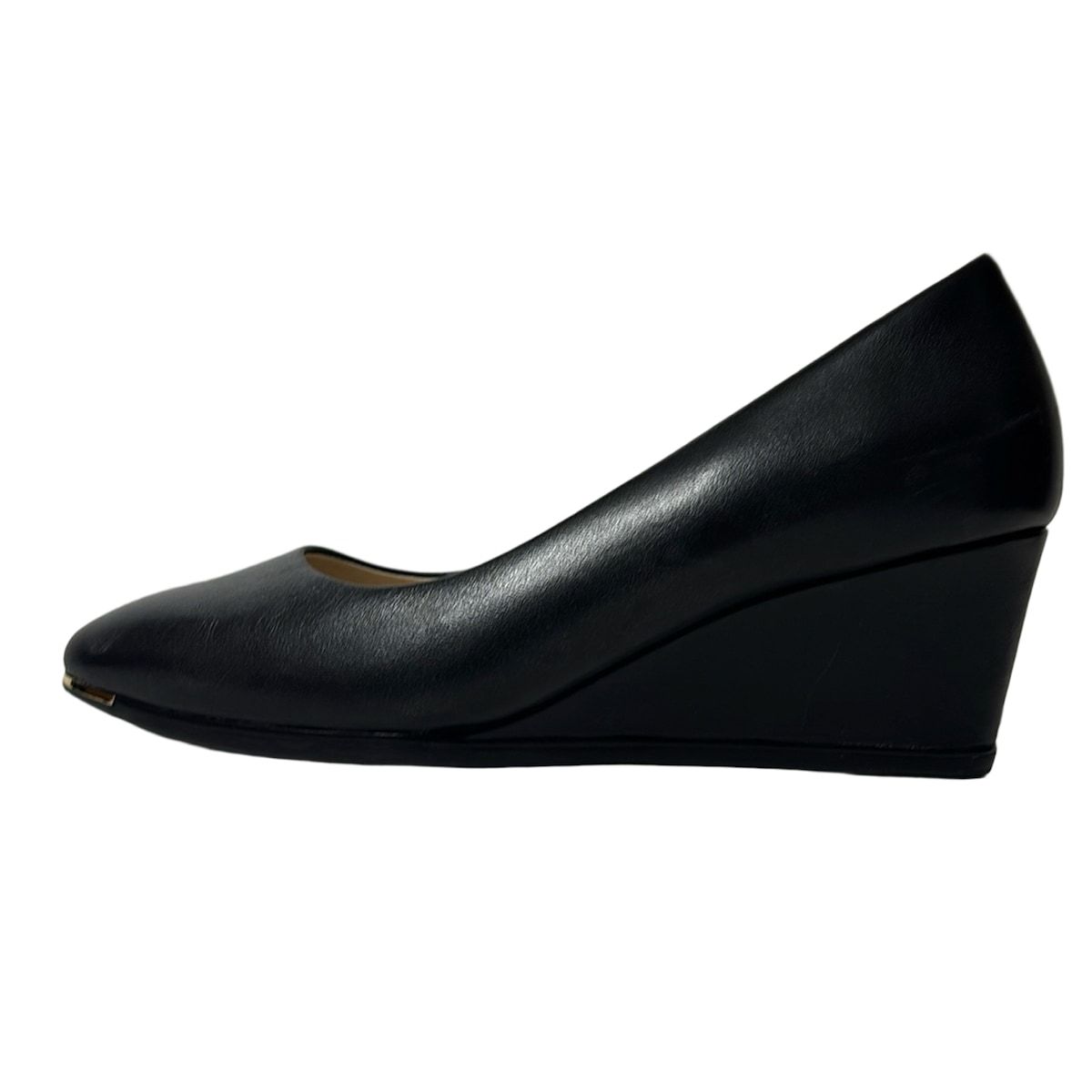 COLE HAAN コールハーン パンプス 7B レディース - 黒×ゴールド ウェッジソール レザー