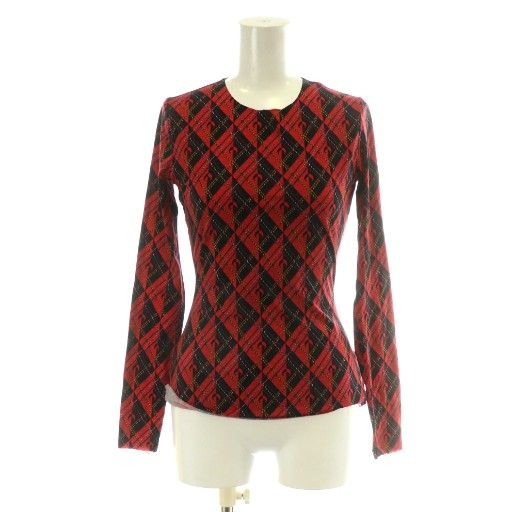 マリーンセル MARINE SERRE Tシャツ カットソー 長袖 総柄 S 赤 レッド  