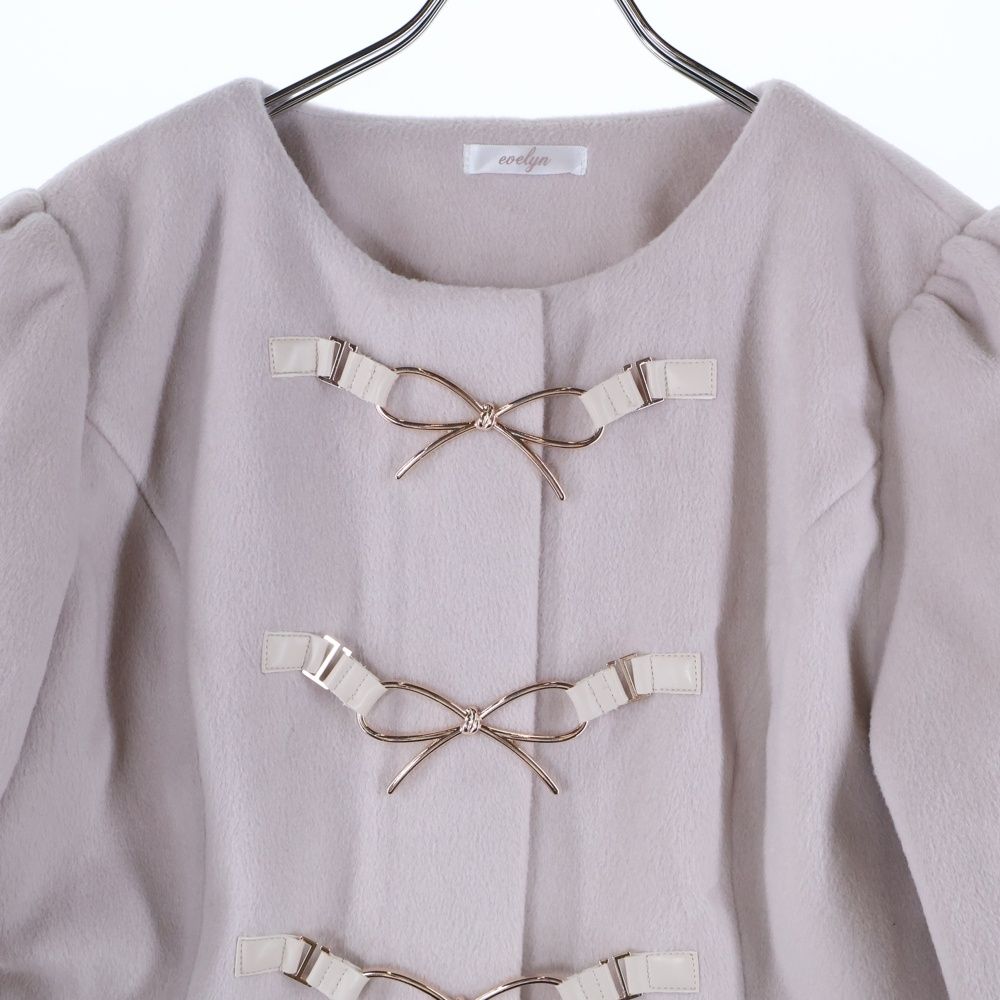 evelyn (エブリン) ファー リボンビット ビジューコート ライトピンク