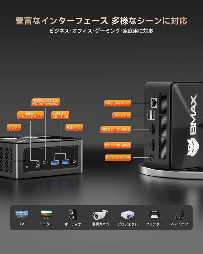 Bmax ミニpc AMD ryzen7 5700U 8コア16スレッド Amazon.co.jp: ミニPC