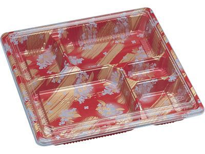 弁当箱 使い捨て 松花堂 207 よしの 100個 透明 蓋付き ランチボックス 弁当容器 業務用 本体 レンジ 電子レンジ OK
