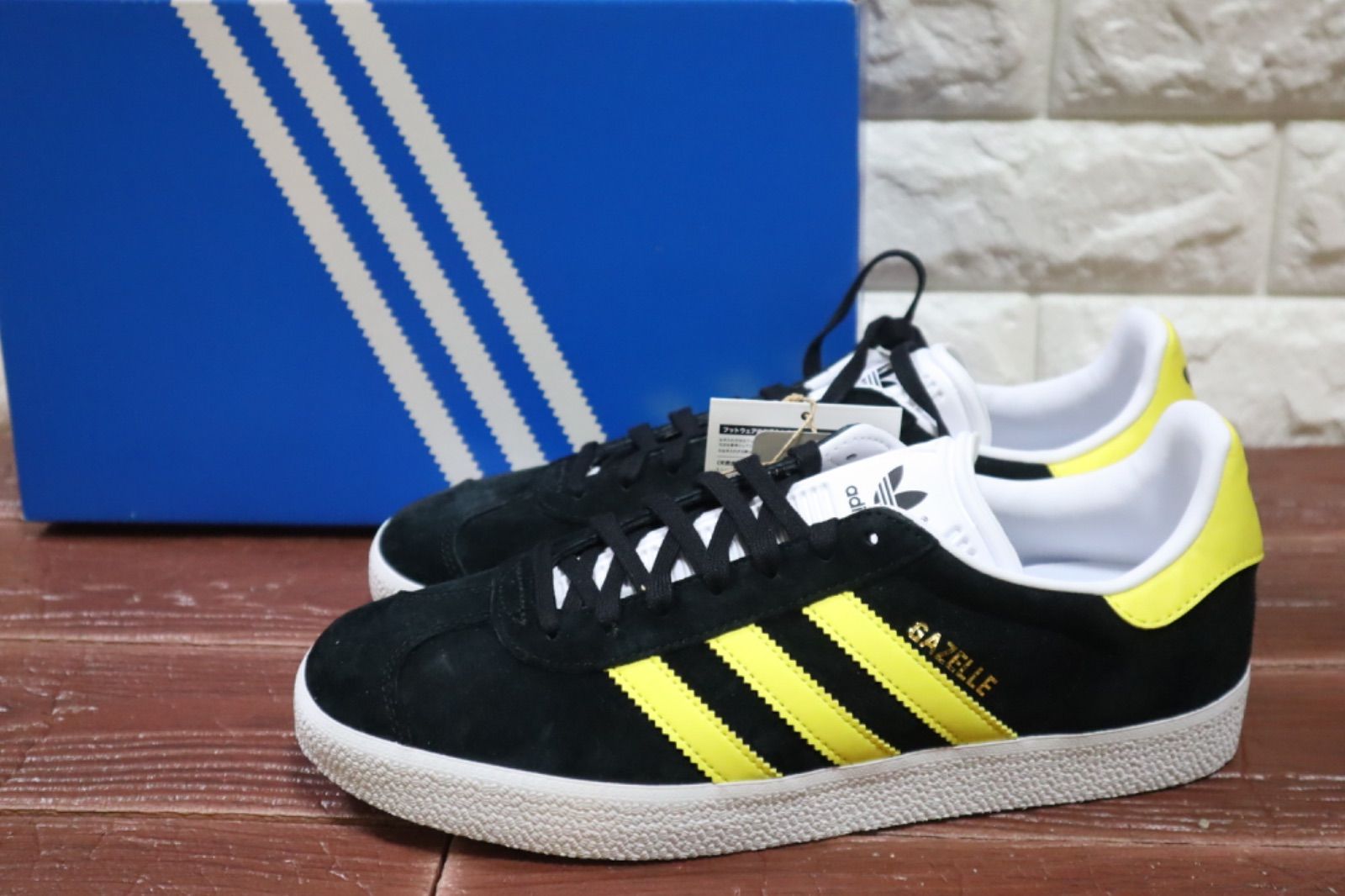 新品 adidas originals アディダスオリジナルスGAZELLE ガゼルガッツレーブラックイエローCBLACK/IMPYEL/FTWWHT