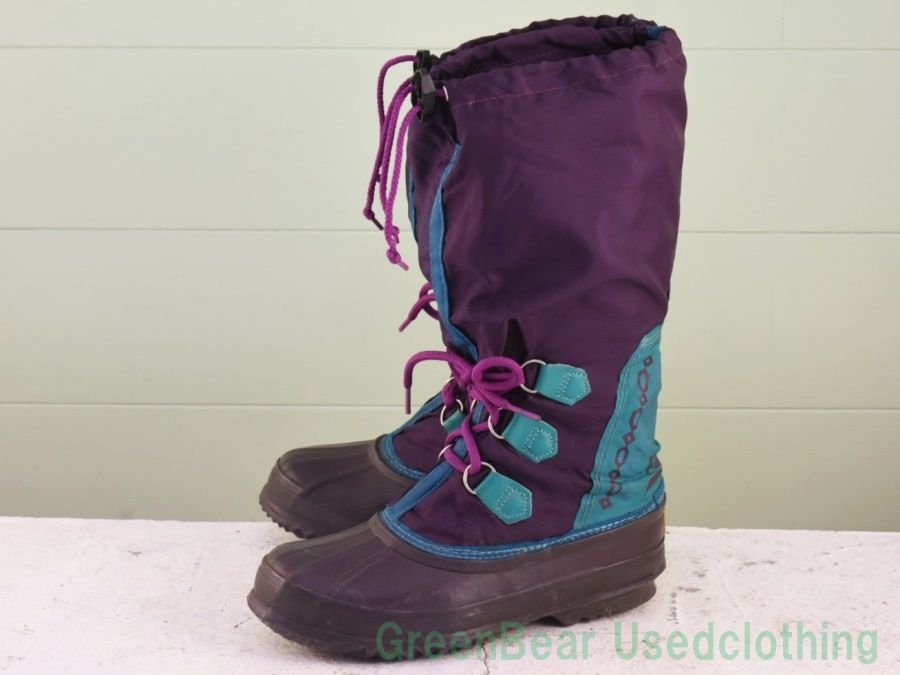 Y148 カナダ製 SOREL ビンテージ スノーブーツ ウィンターブーツ ナイロン 紫 レディース F7 24cm