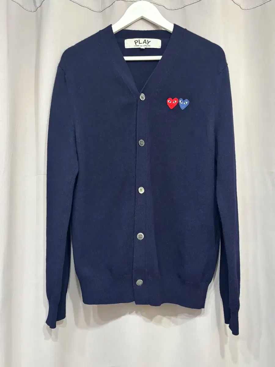 コム デ ギャルソン ダブルハート ネイビー カーディガン XLサイズ