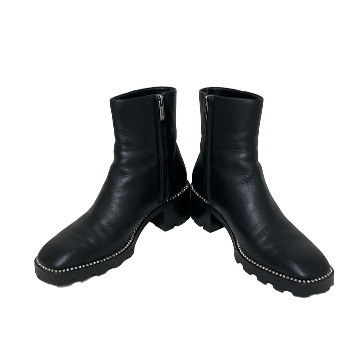 JIMMY CHOO ジミーチュウ ショートブーツ 37 レディース - 黒 ラインストーン レザー