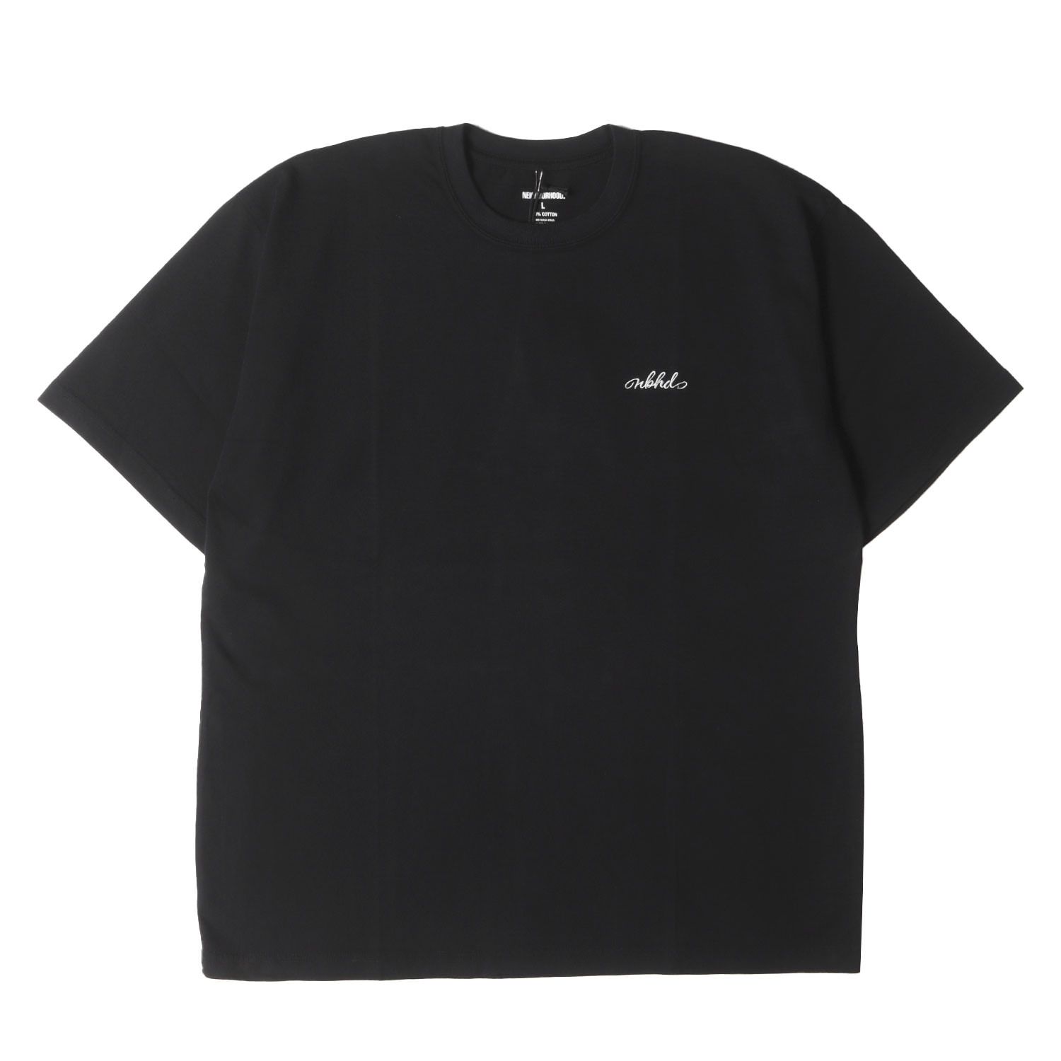 人気SALE，正規品 【新品】NEIGHBORHOOD ネイバーフッド Tシャツ サイズ:L / 24SS ブランドロゴ刺繍 クルーネック Tシャツ (NH. TEE SS-12) / ブラック 黒 / トップス カットソー 半袖【メンズ】 Tシャツ