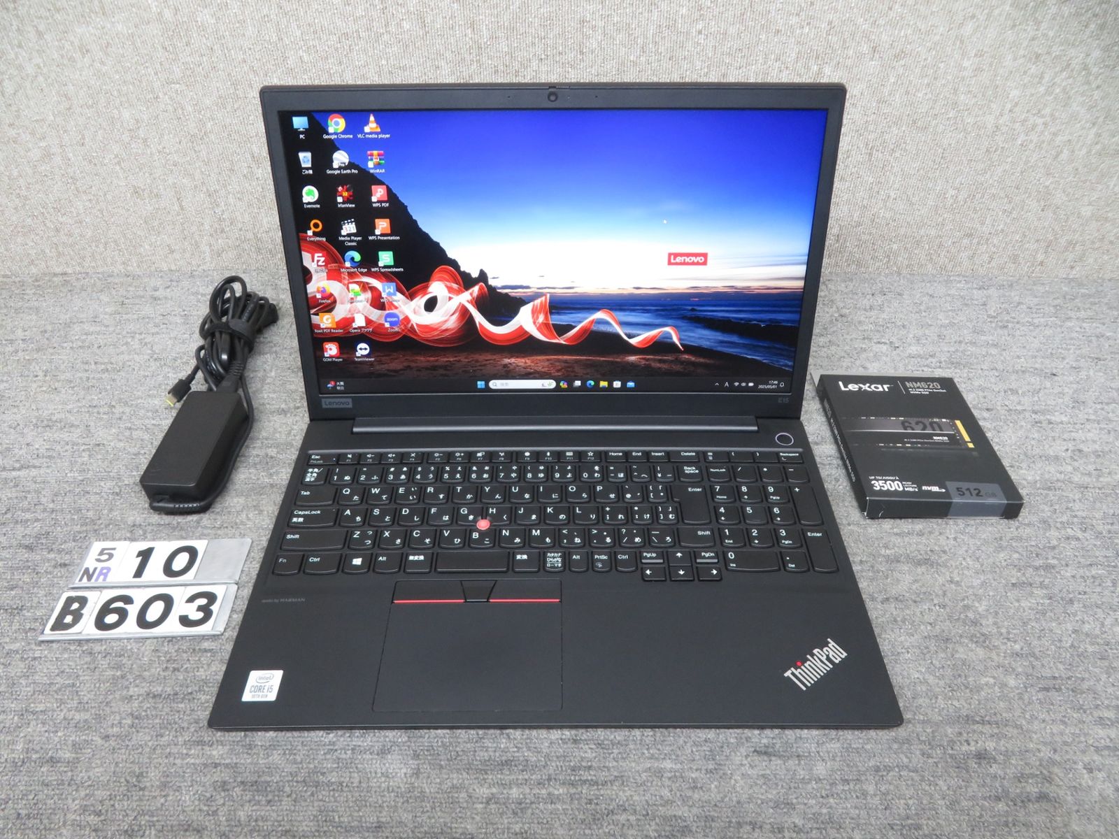 【超速10th・データ入力◎】◆ Lenovo ThinkPad E15 / 15.6型 ◆ 高性能Core i5-10210U /高速 新品SSD 512GB / メモリ8GB ◆ Windows 11 Pro /サービス 正規 Office ◆ 到着後すぐに使える ACアダプター付き 超速10th・データ入力◎】◇ Lenovo ThinkPad E15 / 15.6型