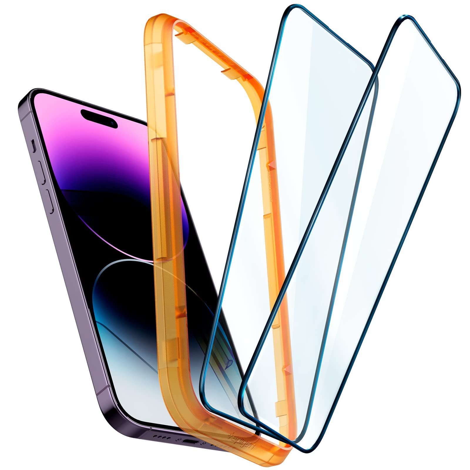 【新着商品】14 iPhone Pro Max ガラスフィルム 用 ガイド枠付き iPhone14Pro 全面保護 Max 対応 AlignMaster 保護 フィルム Spigen フルカバー 2枚入