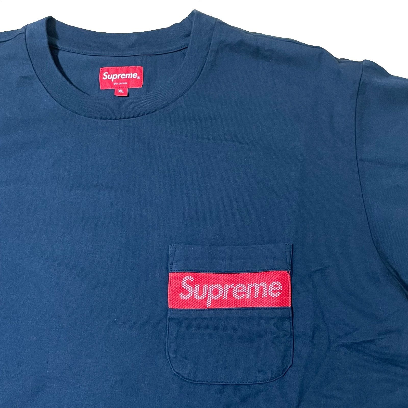 Supreme 19ss Mesh Stripe Pocket Tee ネイビー - メルカリ