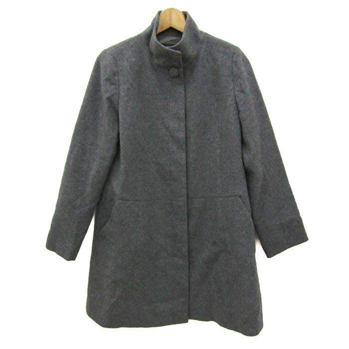 レリアン ロングコート スタンドカラーコート アウター カシミヤ100% 日本製 レディース 9サイズ グレー Leilian 【】
