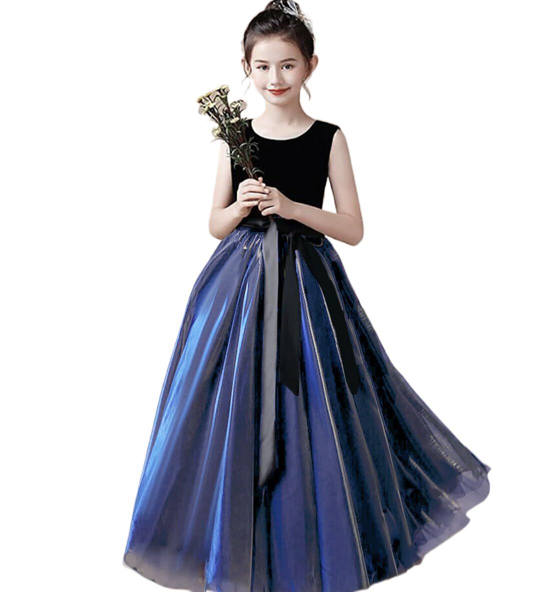 150_長- 2ブルー JETSO 4U 子供 ドレス ピアノ 発表会 ドレス 110-170cm キッズ 女の子 演奏会 結婚式 ドレス リボン 上品 豪華 フォーマル エレガント ロング ドレス 子ども ドレス ジュニア ドレス 長- 2ブルー-15