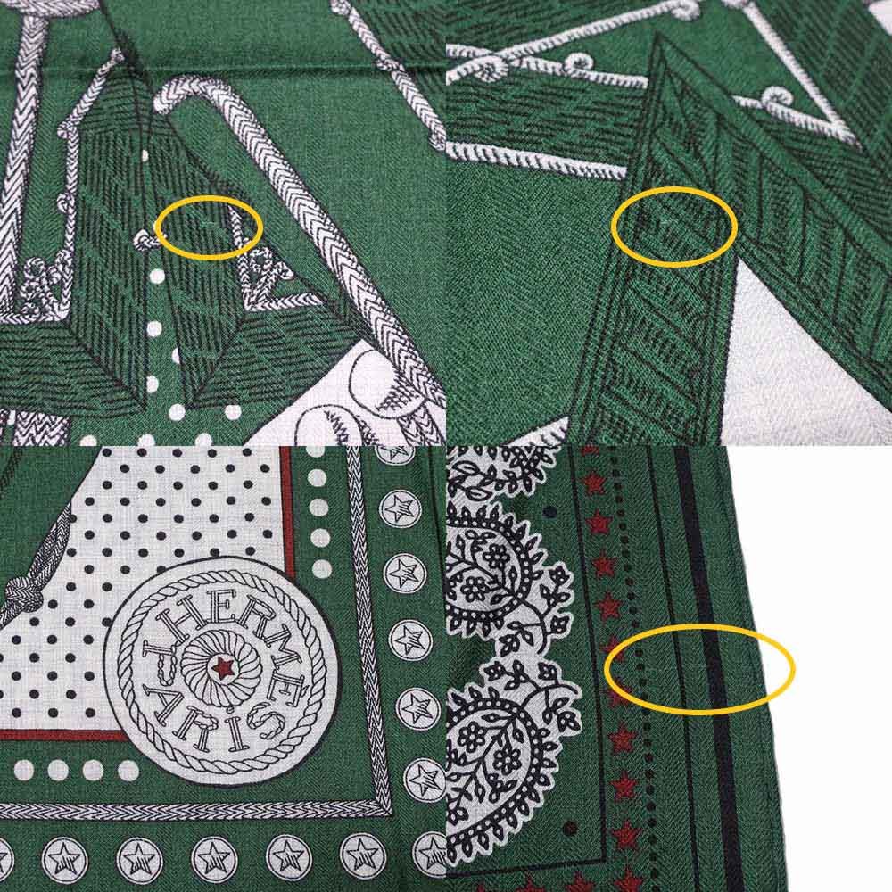 名東】エルメス カレ140 スカーフ Zouaves et Dragons カシミア シルク