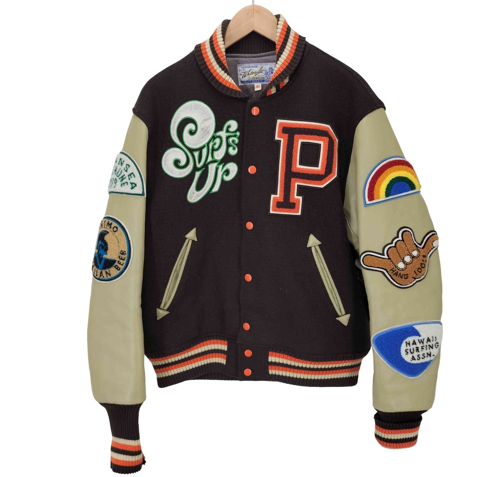 ホワイツビル Whitesville Surfs Up Varsity Jacket フルデコ レザー 