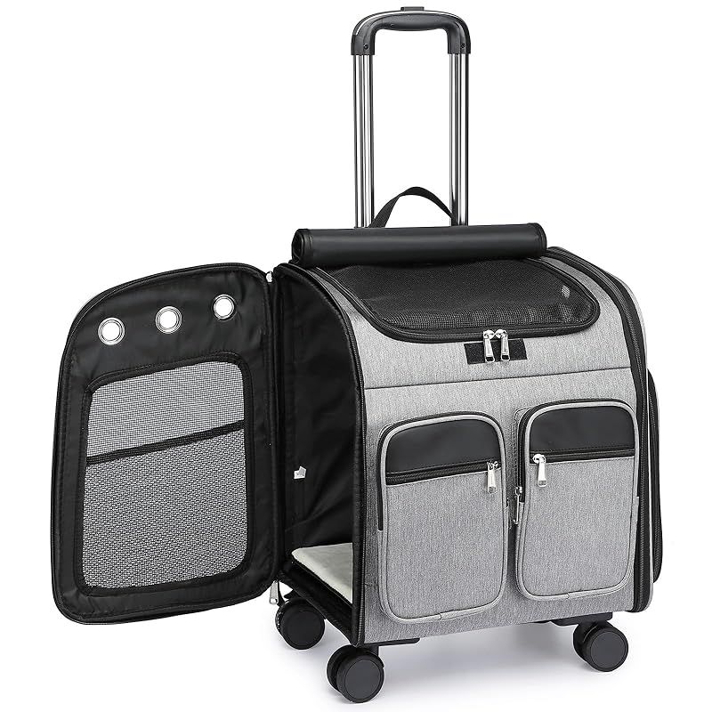 OXSITO キャスター付き ペットキャリー リュック 4WAY多機能設計 通気性メッシュ-軽量 折り畳み 旅行|通院|お散歩に 犬 猫対応 秋のお出かけを快適に 0