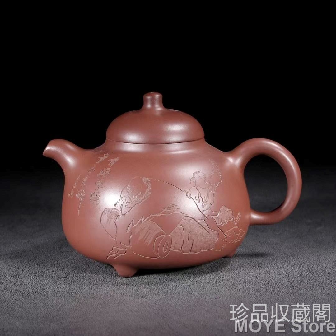 中国古美術 乳丁紫砂壺 底款 景洲紋 宜興原鉱 赤泥急須 茶壺 茶道具 置物
