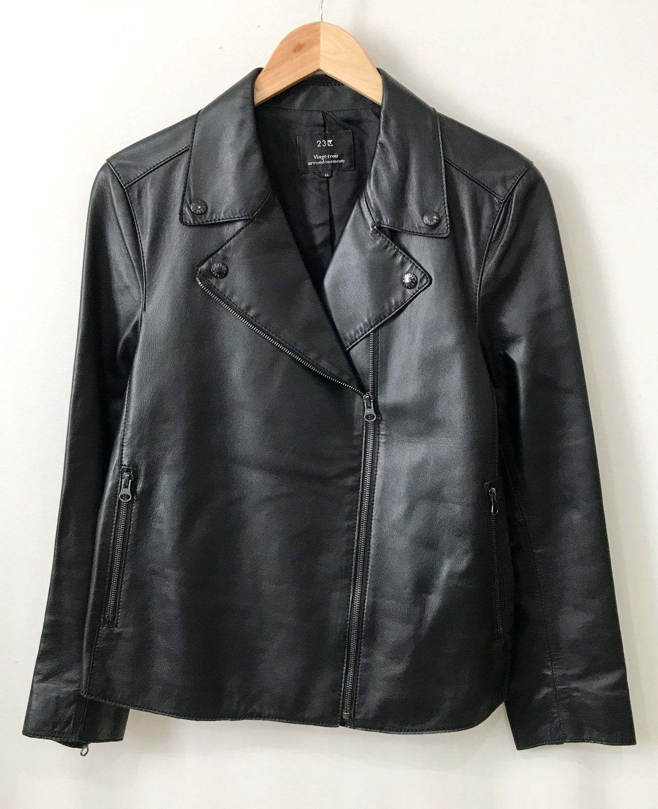 23区 シープレザー ダブルライダースジャケット ジップアップ 羊革