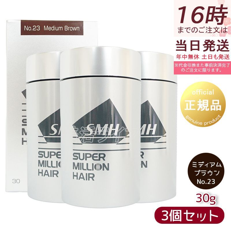 ルアン スーパーミリオンヘアー 30g No.23 ミディアムブラウン 3個セット 髪 頭 薄毛隠し 分け目 ボリューム ふりかけ