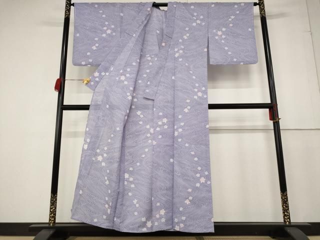 平和屋着物▽小紋 単衣 縞 洗える着物 DAAS0499az