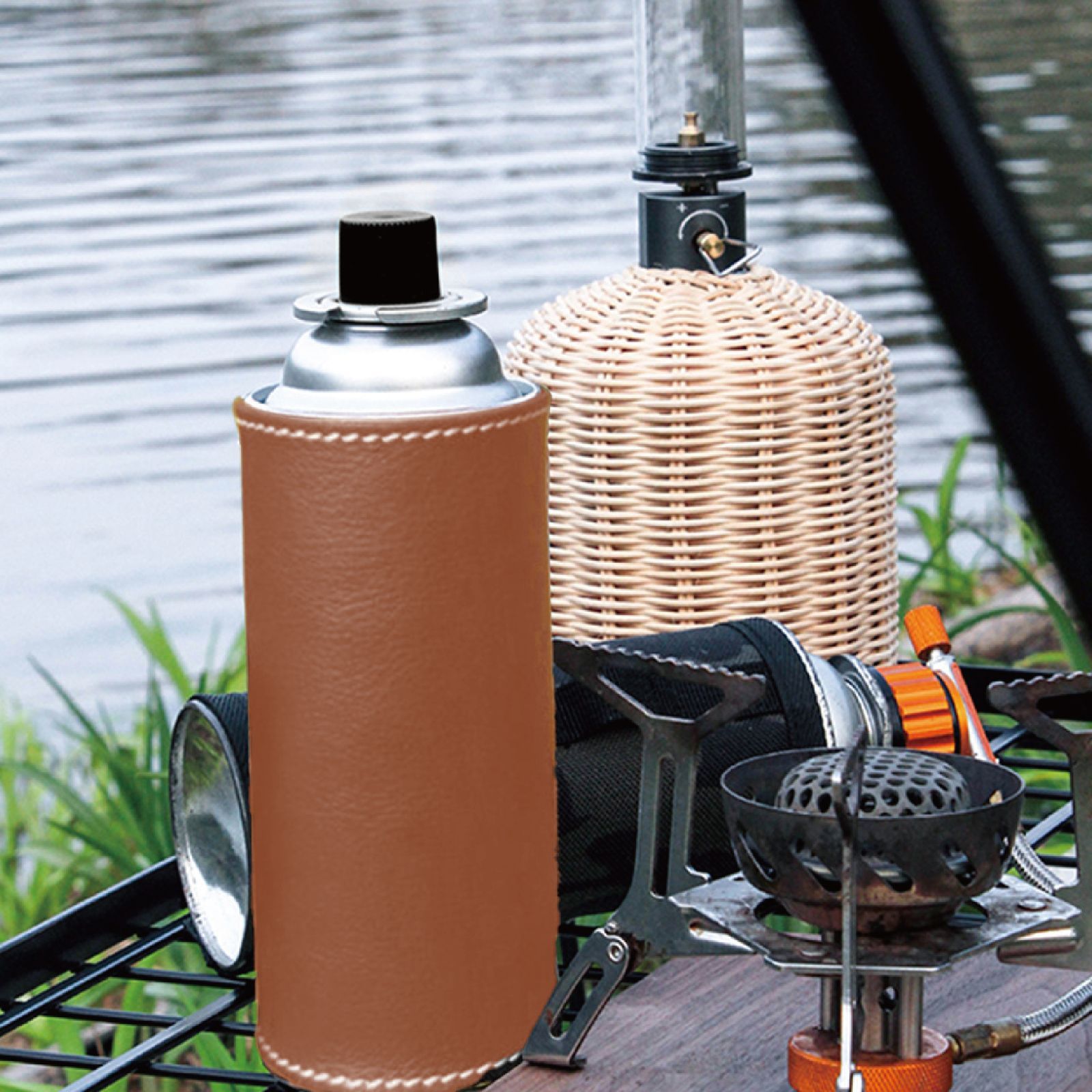 CB缶 ガス缶カバー ライトブラウン レザーカバー カセットボンベ CB缶 ガス缶カバー ライトブラウン レザーカバー カセットボンベ