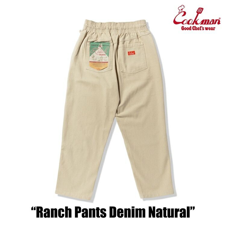 COOKMAN クックマン Ranch Pants Chef ランチパンツ シェフパンツ Denim Natural デニムナチュラル イージーパンツ メンズ レディース 男女兼用 カジュアル ワンポイント ワークパンツ カーゴパンツ ペインターパンツ 