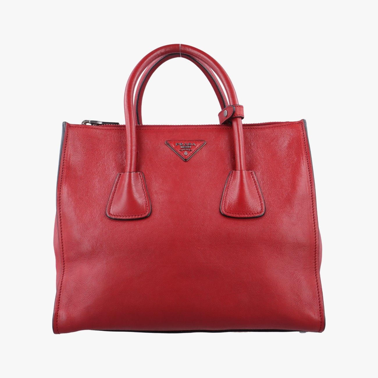 Saffianoレザー素材●PRADA●三角ロゴブレスレット●RED プラダPrada三角ロゴレッドレザー117 - メルカリ
