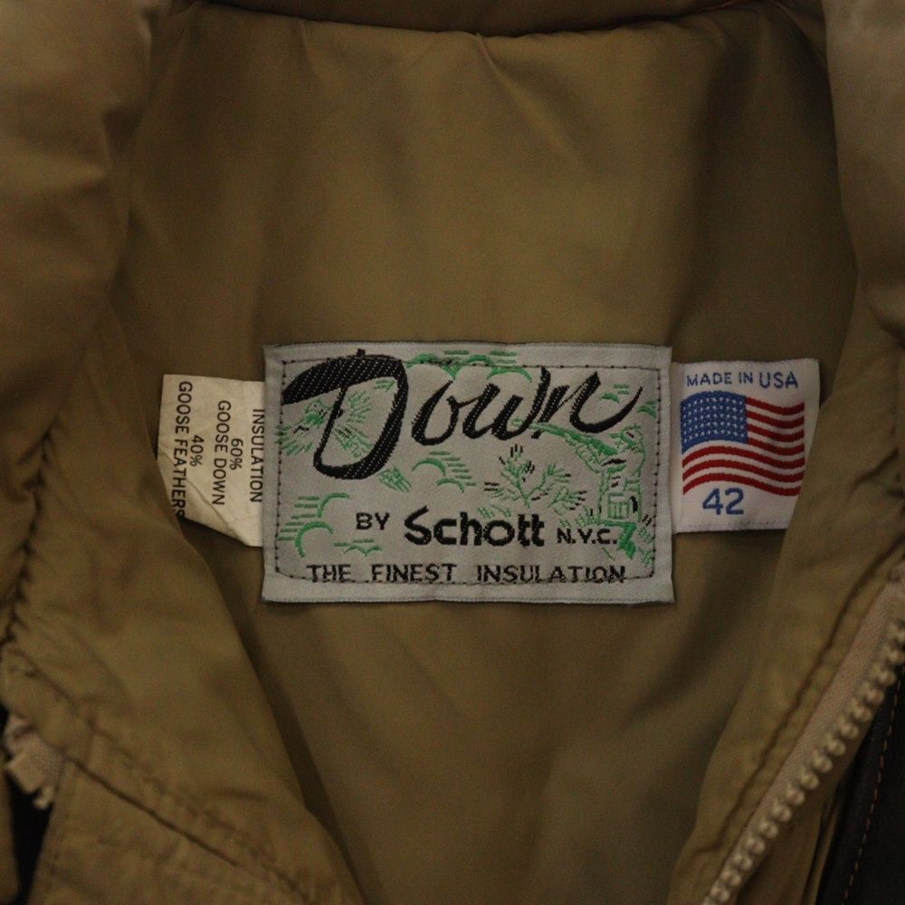 SCHOTT (ショット) 90S USA製 2WAY レザー ダウンベストジャケット