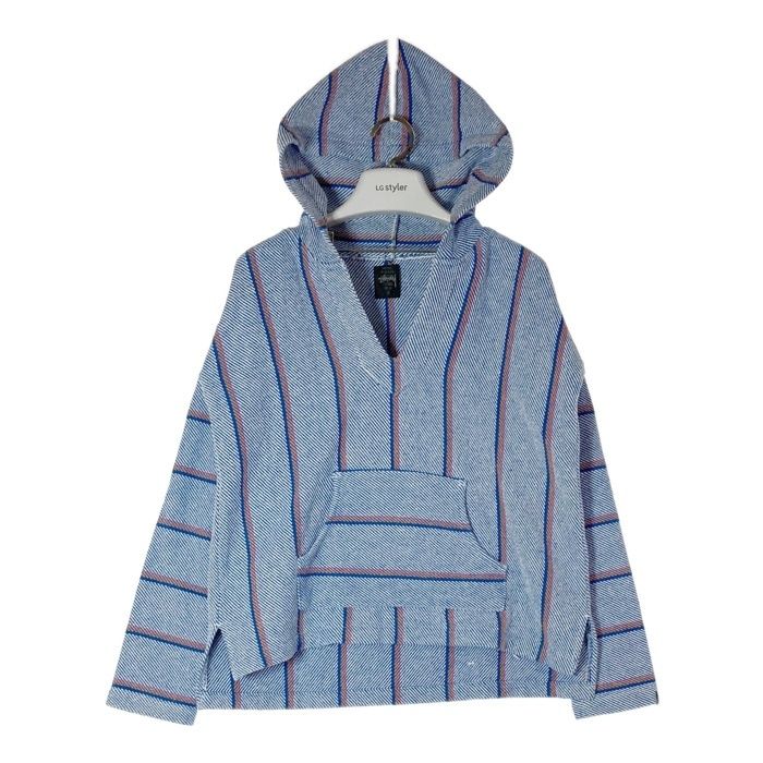 Stussy ステューシー メキシカンパーカー ストライプ ブルー×ホワイト sizeS