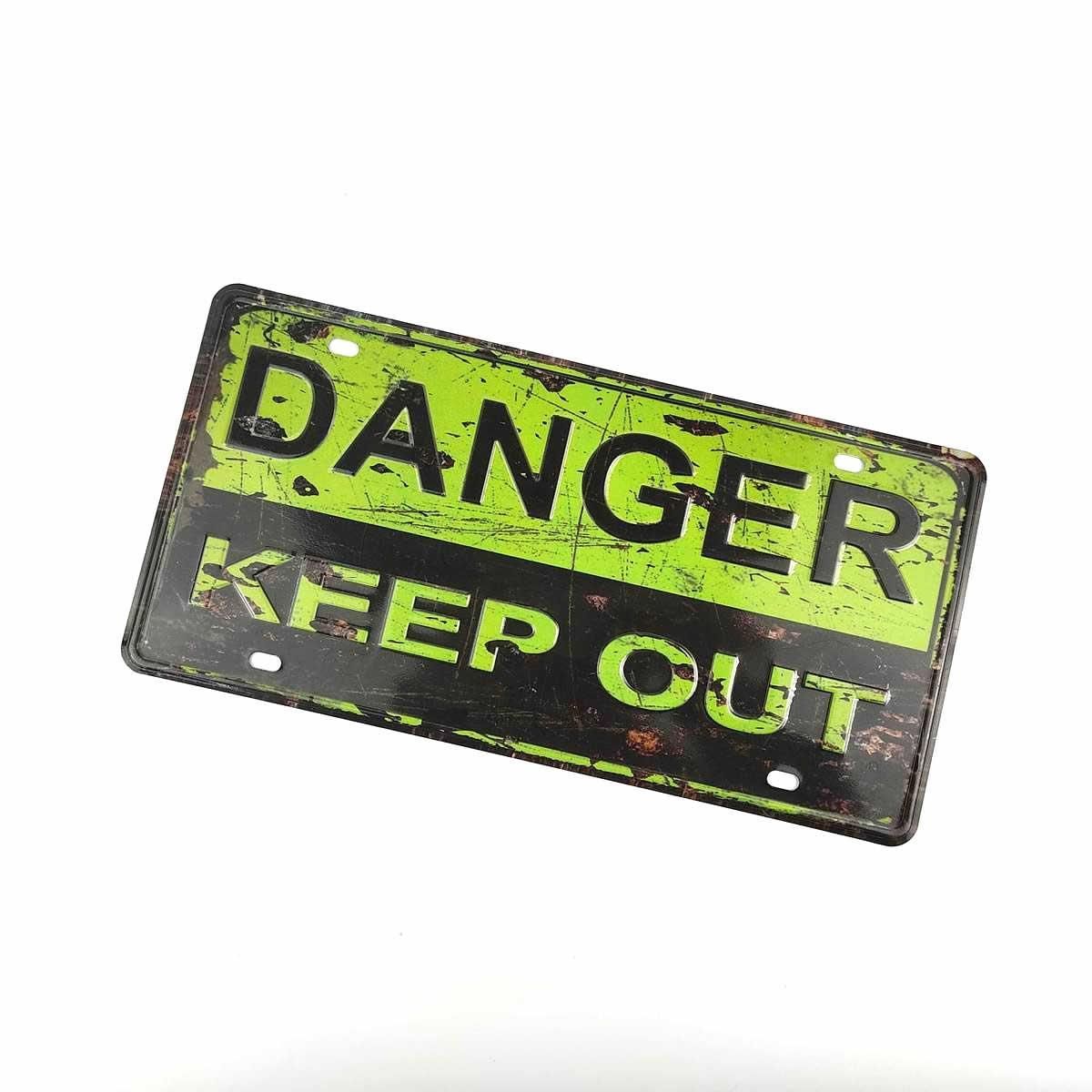 アメリカナンバープレート風ブリキ看板 DANGER 立入禁止 レトロ
