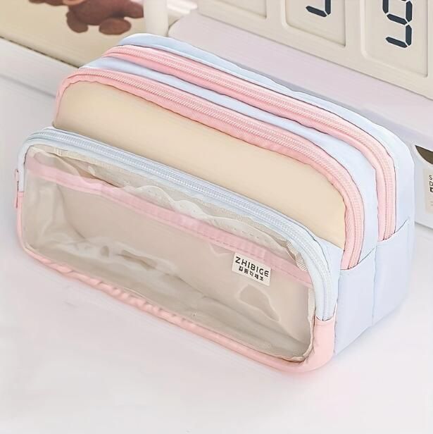 カスタムオーダーペンケース 特大マルチファンクションペンケース 透明なフロント ペン