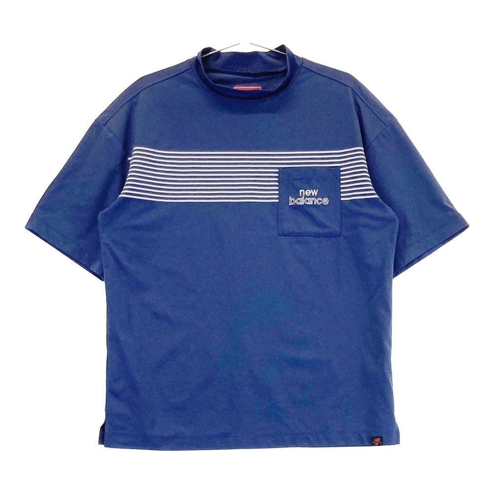 サイズ：5 NEW BALANCE GOLF ニューバランス  ハイネック 半袖Tシャツ ロゴ刺繍  ネイビー系 [240101368045]# ゴルフウェア メンズ ストスト