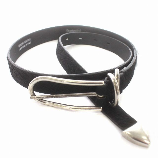 Puntovita ベルト 85cm ブラック ハラコ 収納袋付き Puntovita ベルト 85cm ブラック ハラコ 収納袋付き Puntovita ベルト